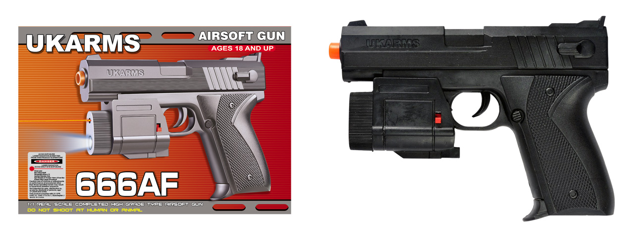 6.5 Spring Black Airsoft Pistol Gun w/ Laser Sight 125fps BB Air Soft  666af 1/1