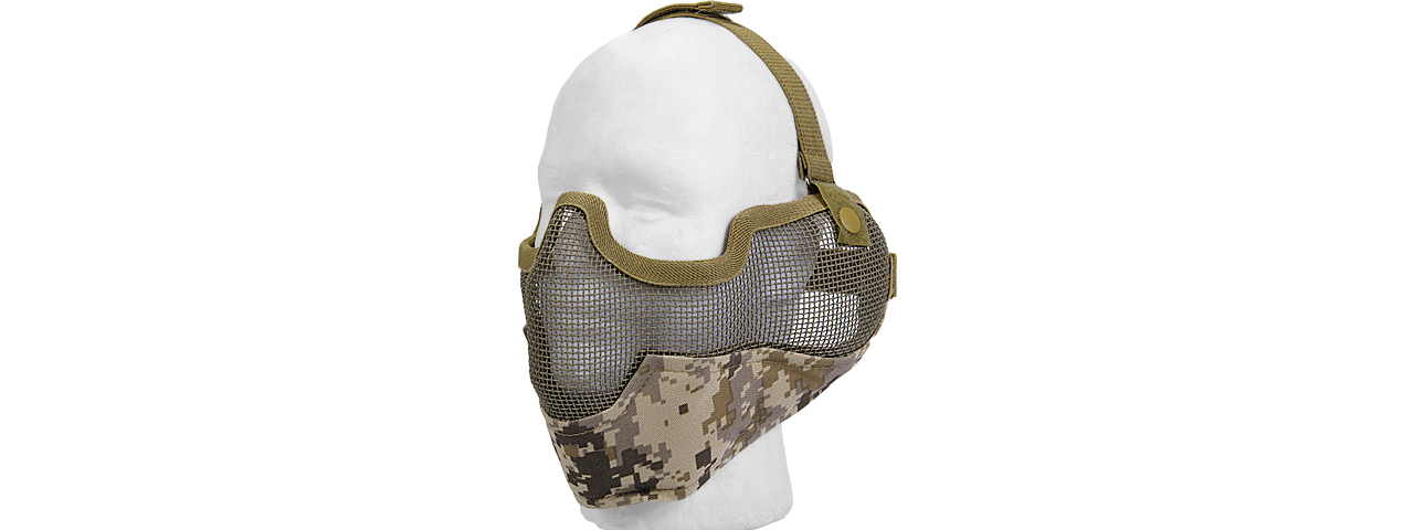 AC-108DD METAL MESH HALF MASK w/EAR PROTECTION (DESERT DIGITAL) - Click Image to Close