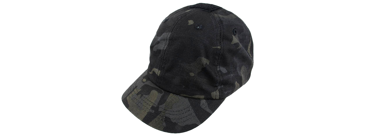 T2479-MB-M TACTICAL VELCRO CAP (CAMO BLACK), MED - Click Image to Close