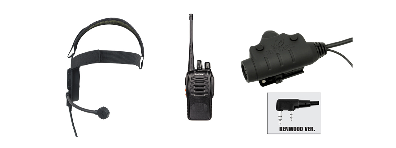 BOWMAN EVO III HEADSET + Z115KEN PTT + WALKIE TALKIE SET (BK) - Click Image to Close