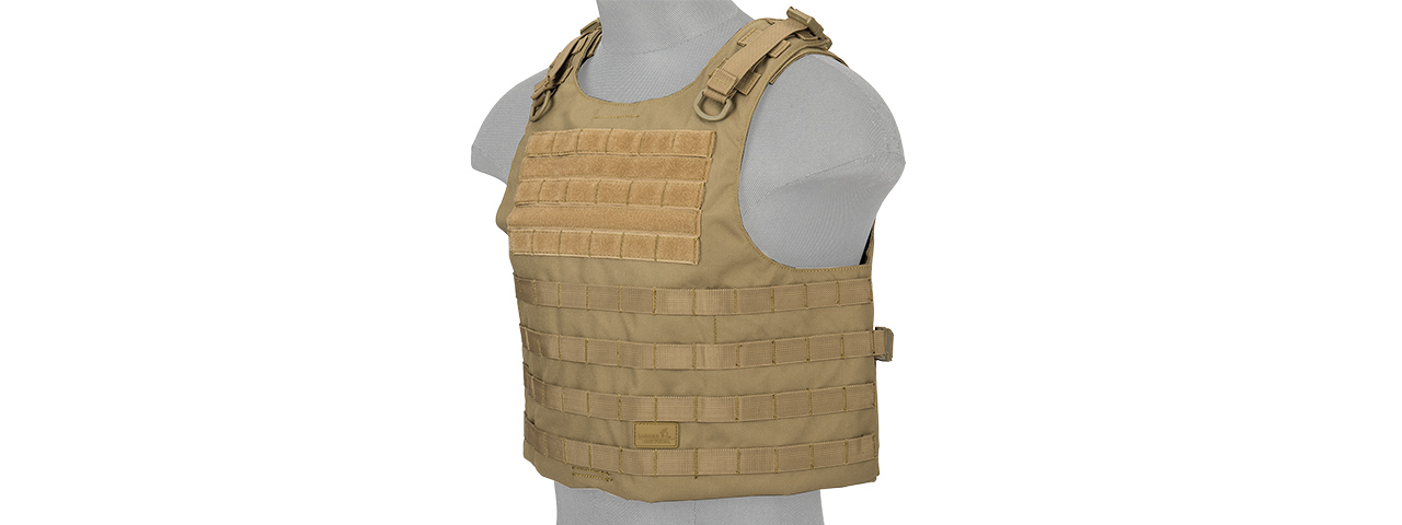 LANCER TACTICAL 1000D NYLON AAV STYLE PLATE CARRIER (TAN) - Click Image to Close