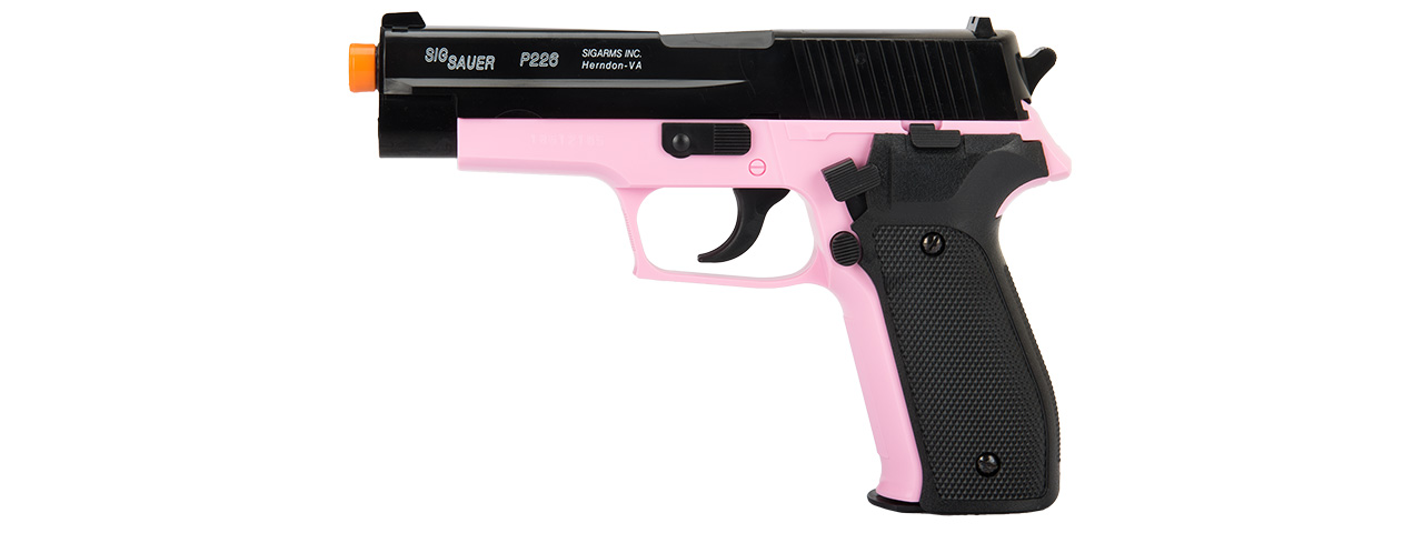 Sig Sauer P226 Spring Airsoft Pistol w/ Spare Magazine (BLACK / PINK) - Click Image to Close