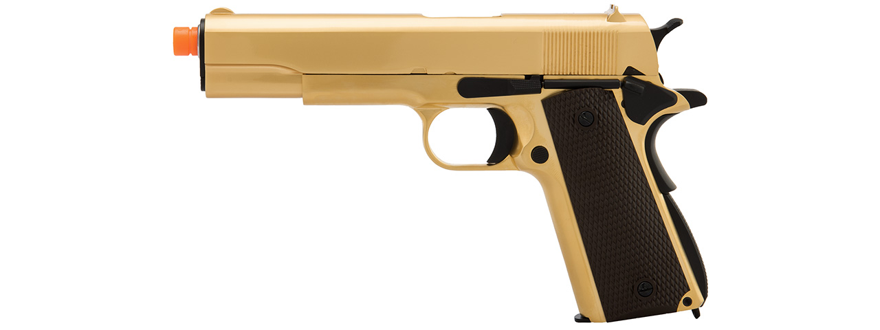 WE Tech 1911 A1 Gold Plated Airsoft Gas Blowback Pistol (GOLD ) - Click Image to Close