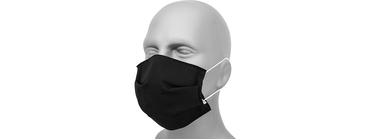 Tactical Pleated Face Mask Cover, Black - Click Image to Close