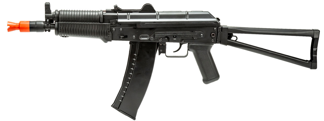 WellFire AK74 Co2 Blowback Airsoft Rifle with Skeleton Stock (Color: Black) - Click Image to Close