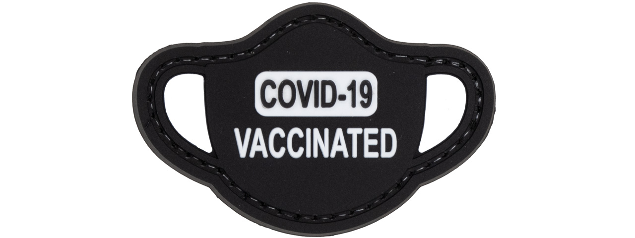 Covid-19 Vaccinated Mask PVC Patch (Color: Black and White) - Click Image to Close