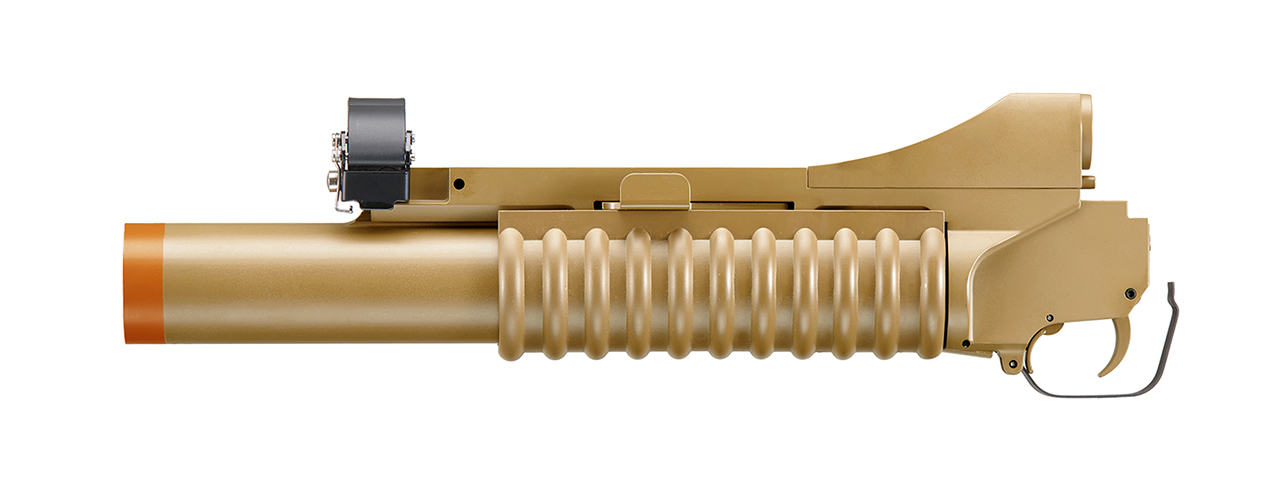 Double Bell M203 Long Type Airsoft Gas Grenade Launcher (Color: Tan) - Click Image to Close