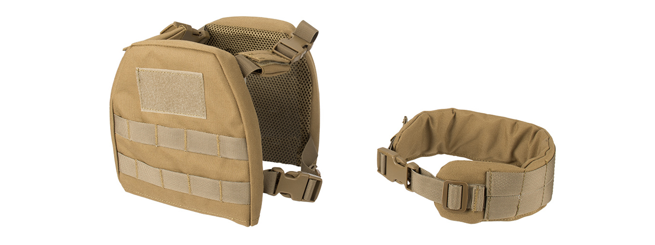 Lancer Tactical X-Small 1000D Nylon Youth Molle Vest with Battle Belt (Color: Tan) - Click Image to Close