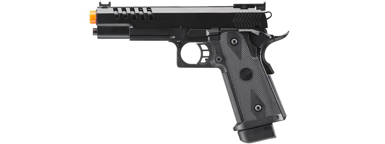 Double Bell Green Gas Hi-Capa 5.1 Gas Blowback Airsoft Pistol (Color: Black) - Click Image to Close