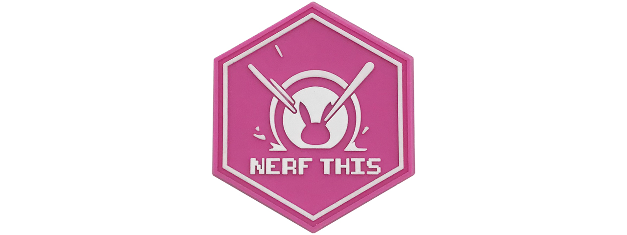 Hexagon PVC Patch D.VA "Nerf This" (Color: Pink) - Click Image to Close