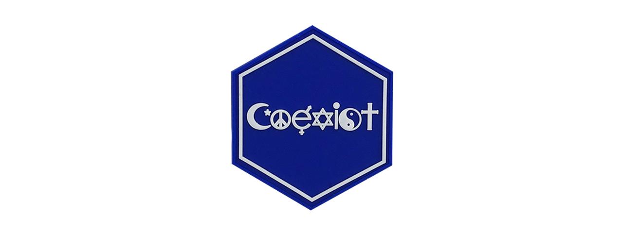 Hexagon PVC Patch Coexist Religion - Click Image to Close