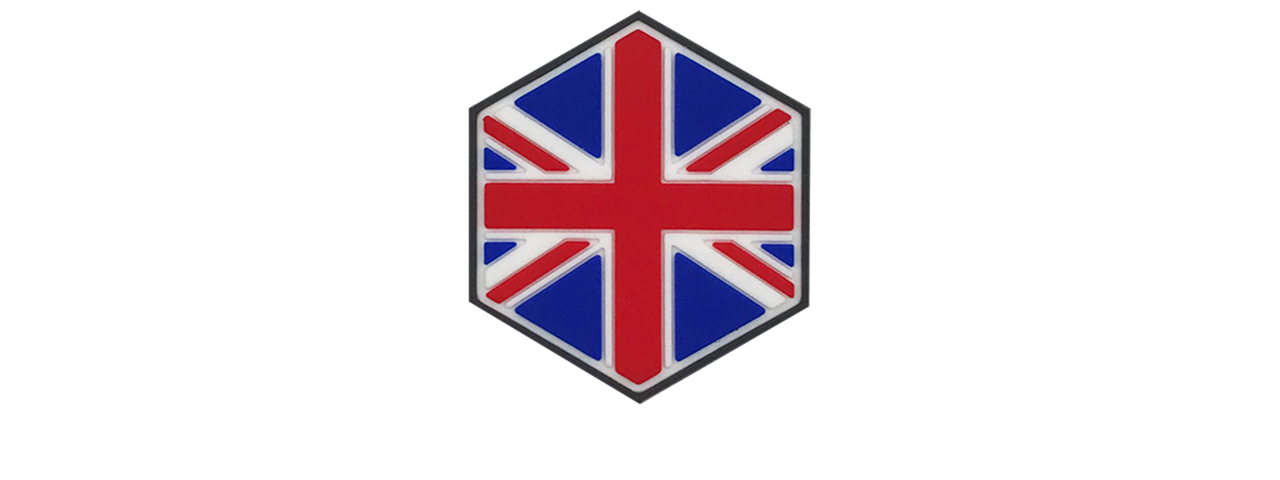 Hexagon PVC Patch United Kingdom Flag - Click Image to Close