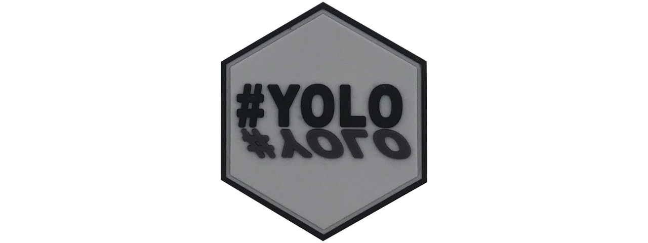 Hexagon PVC Patch #YOLO - Click Image to Close