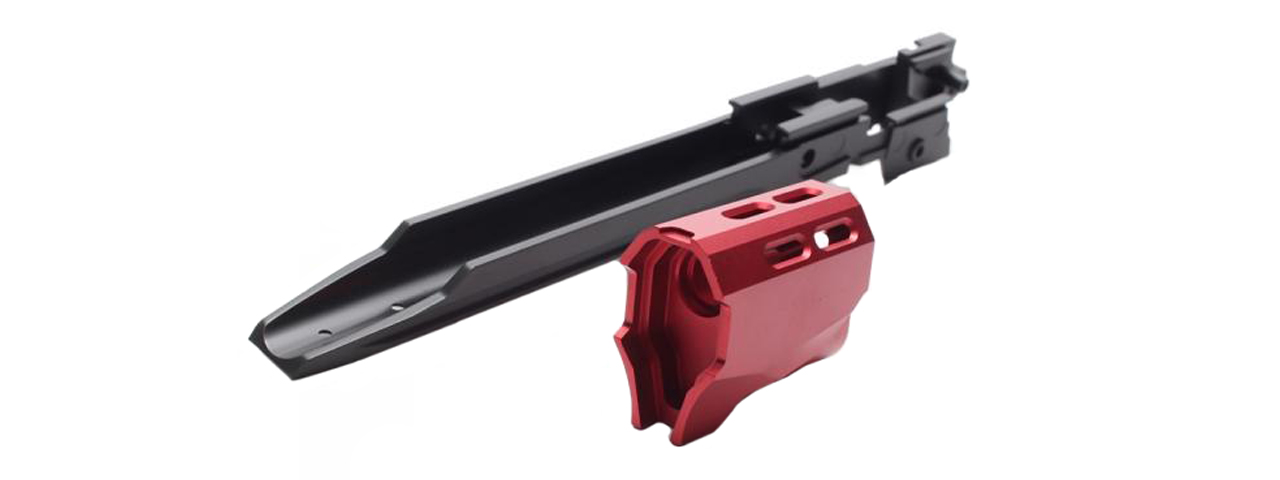 Laylax Hi-Capa Custom Lower Frame "R" Edge 5.1 & Compensator Set (Color: Crimson Red) - Click Image to Close