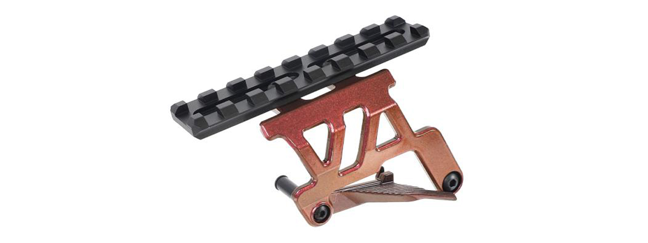 Laylax Aluminum Zanshin Scope Mount Base for Tokyo Marui Hi-Capa 5.1 & 4.3 Series GBB Pistols (Color: Kurenai Red) - Click Image to Close