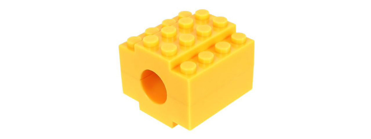 Laylax Block Series 14mm CCW Flash Hider (Color: Yellow) - Click Image to Close