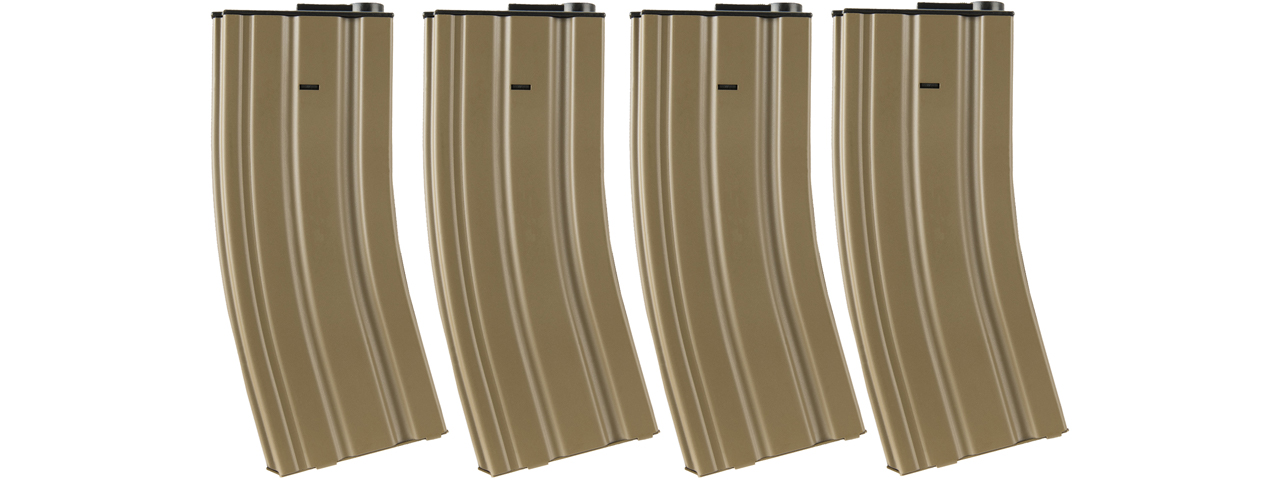 Lancer Tactical Metal Mid-Capacity AEG Magazine for M4/M16 Pack of 4 (Color: Tan) - Click Image to Close