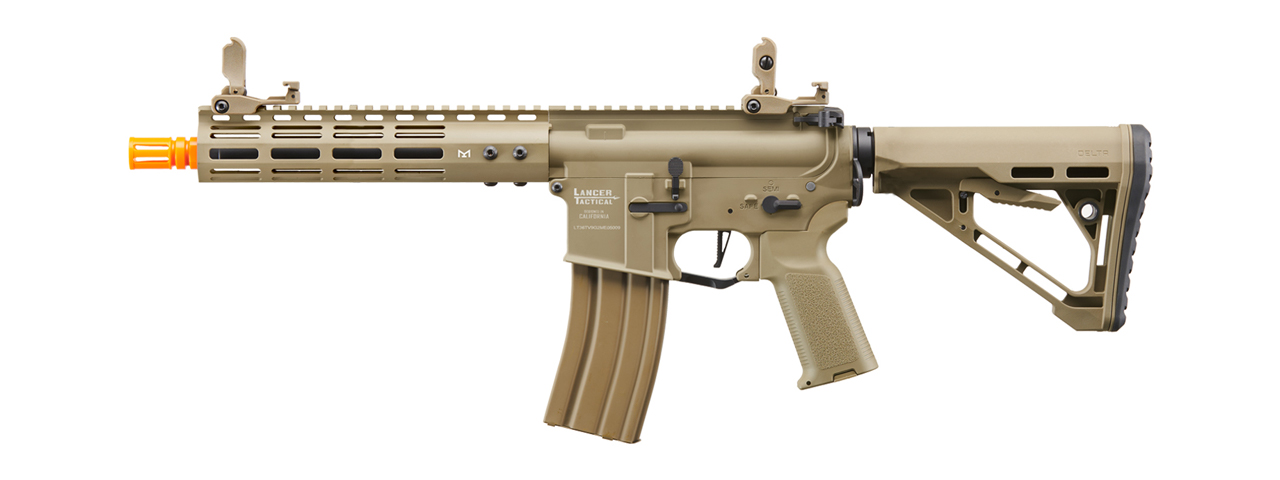 Lancer Tactical Archon 9" M-LOK Proline Series M4 Airsoft Rifle w/ Delta Stock (Color: Tan) - Click Image to Close