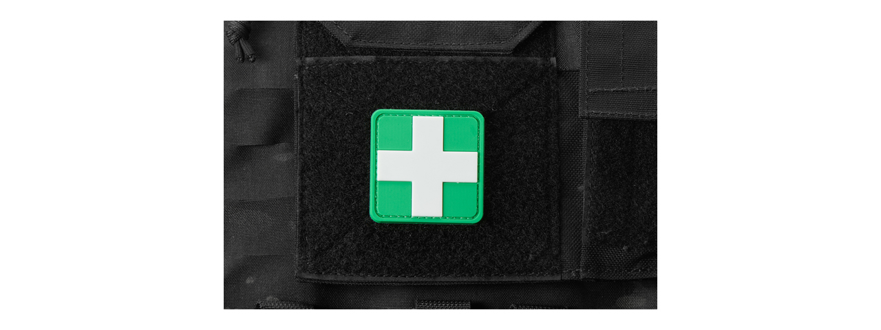 Cross Medic PVC Morale Patch (Color: Green & White) - Click Image to Close