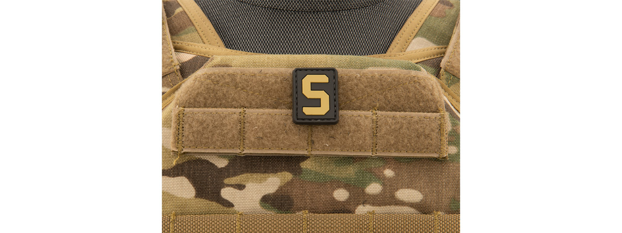 Letter "S" PVC Patch (Color: Tan) - Click Image to Close