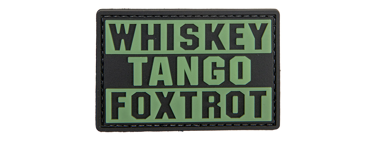 Glow in the Dark "Whiskey Tango Foxtrot" PVC Patch - Click Image to Close