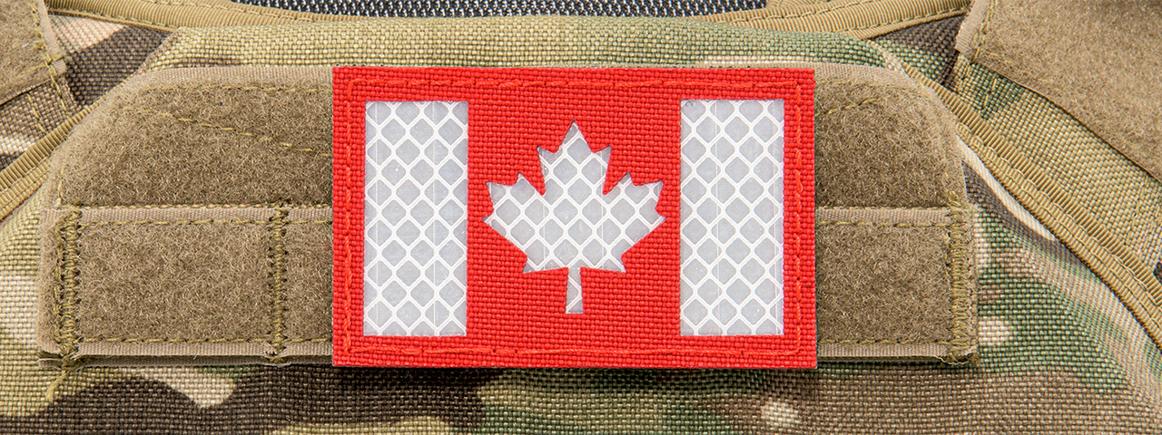 Reflective Canadian Flag Patch (Color: Red and White) - Click Image to Close