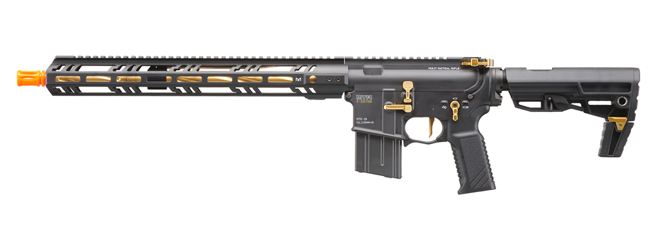 Tokyo Marui MTR16 G-Edition Airsoft Gas Blowback Airsoft Rifle (Color: Black & Gold) - Click Image to Close