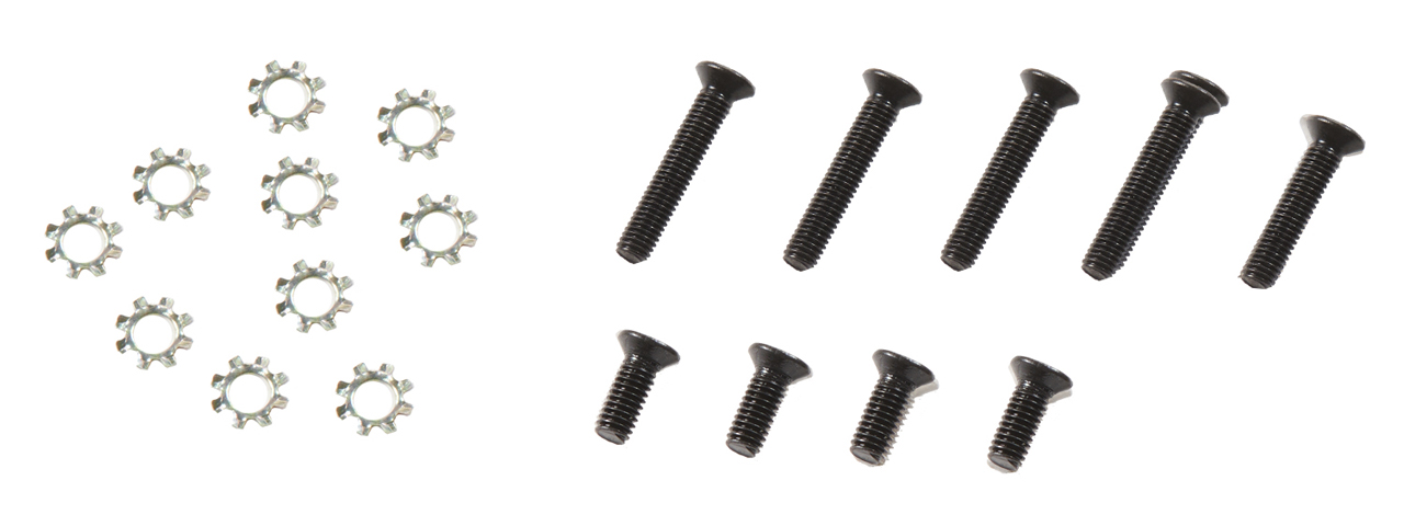 Lancer Tactical Steel Screw Set for TM Spec Version 2 Gearboxes (Color: Black) - Click Image to Close