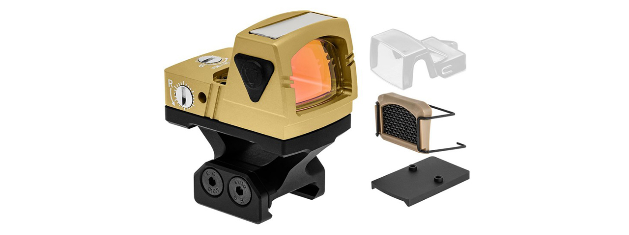 Atlas Custom Works xForce Solar Powered Mini Red Dot with Mount (Gold) - Click Image to Close