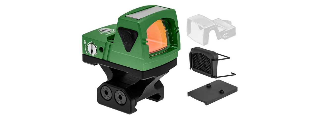 Atlas Custom Works xForce Solar Powered Mini Red Dot with Mount (Green) - Click Image to Close