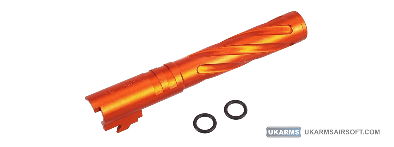 Atlas Custom Works Tornado Aluminum Outer Barrel for TM Hi-Capa 5.1 Airsoft GBB Pistols (Color: Orange) - Click Image to Close