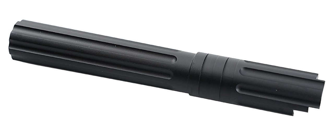 Atlas Custom Works 5.1 Inch Aluminum Straight Fluted Outer Barrel for TM Hicapa M11 CW GBBP (Black) - Click Image to Close