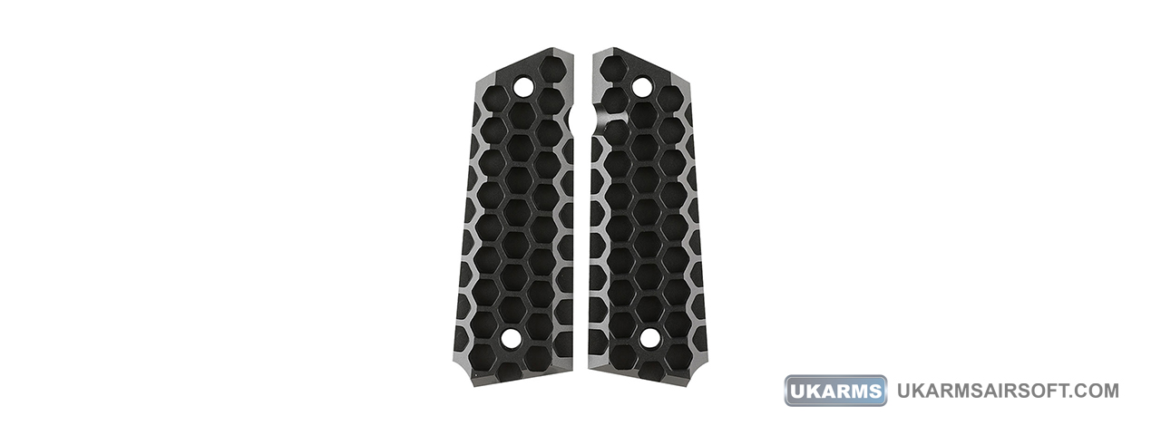 Atlas Custom Works Aluminum Grip Panel for 1911 Series Pistols (Black/Honeycomb) - Click Image to Close