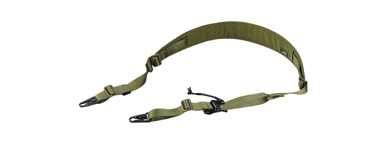 Amomax Padded Quick Adjust Two-Point Sling with HK Style Clip (OD Green) - Click Image to Close