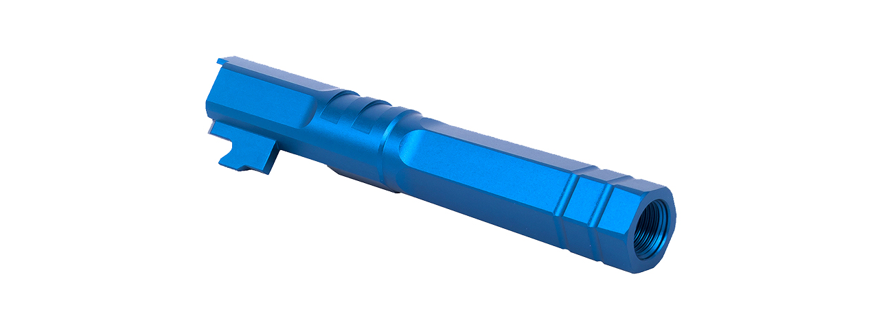 Airsoft Masterpiece Edge "HEXA" Aluminum Outer Barrel for 4.3 Hi Capa (Blue) - Click Image to Close