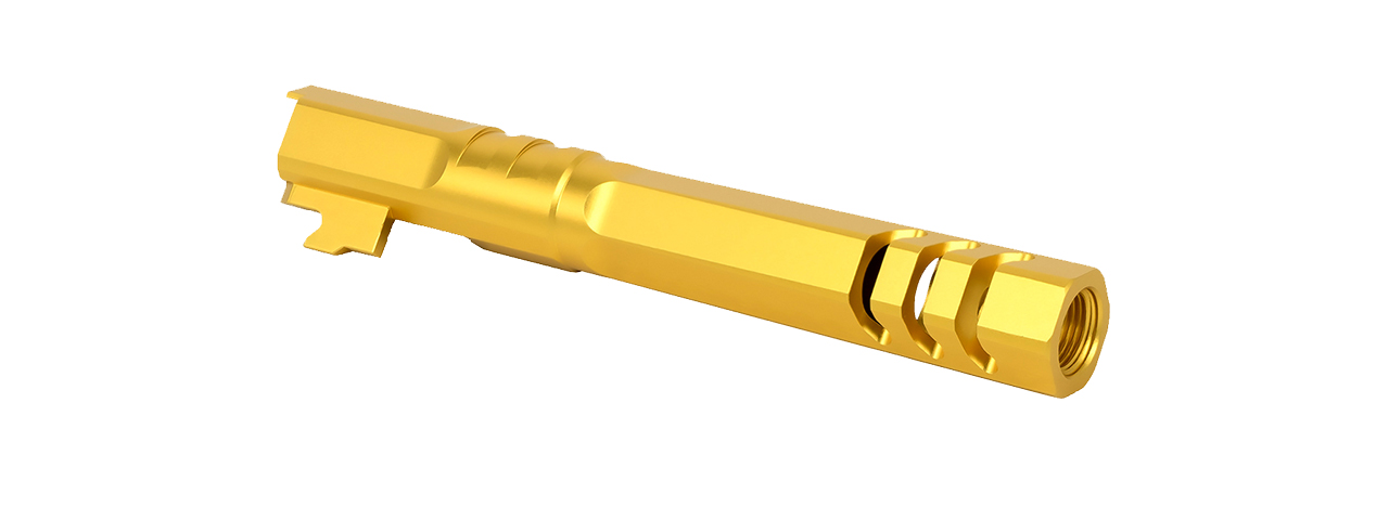 Airsoft Masterpiece Edge "HEXA" Aluminum Outer Barrel for 5.1 Hi Capa (Gold) - Click Image to Close