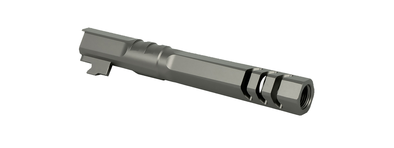 Airsoft Masterpiece Edge "HEXA" Aluminum Outer Barrel for 5.1 Hi Capa (Gray) - Click Image to Close