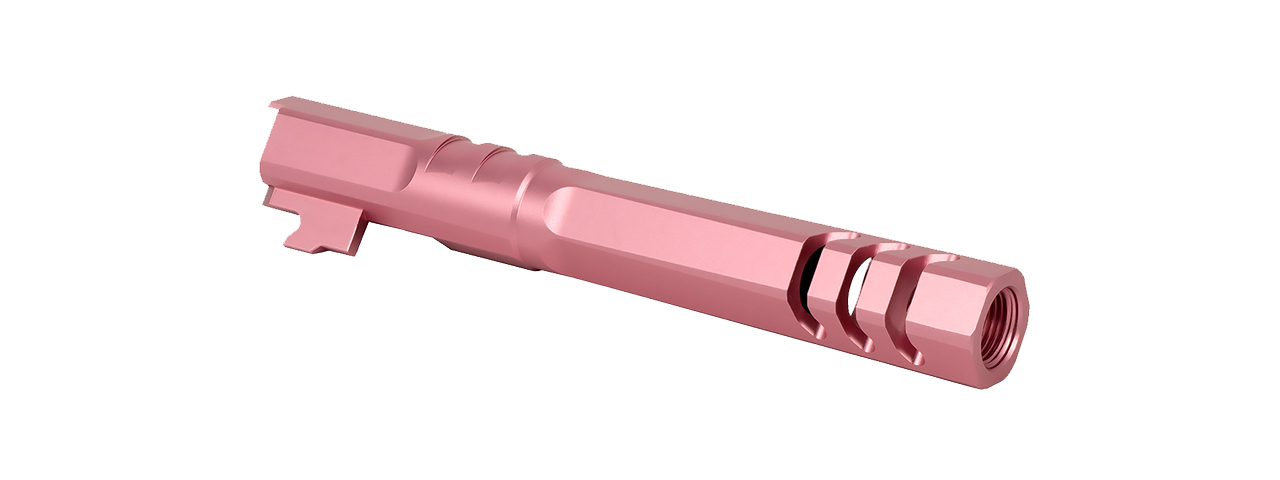 Airsoft Masterpiece Edge "HEXA" Aluminum Outer Barrel for 5.1 Hi Capa (Pink) - Click Image to Close