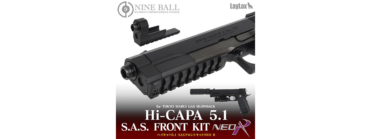 Laylax Aluminum Custom S.A.S. NEO Front Kit for Tokyo Marui Hi Capa 5.1 Series GBB Pistols - Click Image to Close