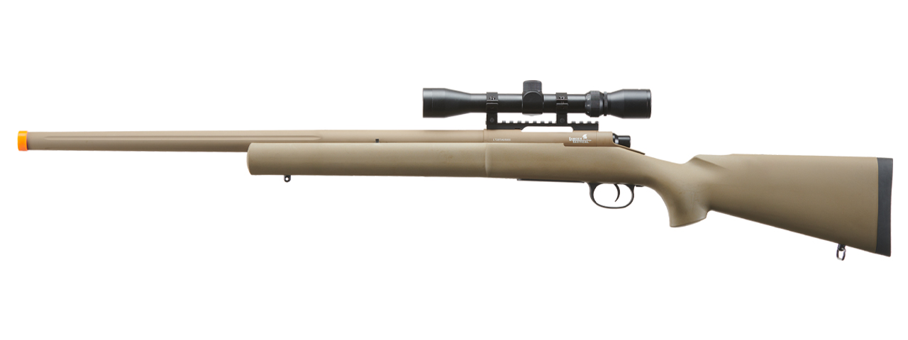 Lancer Tactical High FPS M24 Bolt Action Spring Powered Sniper Rifle w/ Scope (Color: Tan) - Click Image to Close