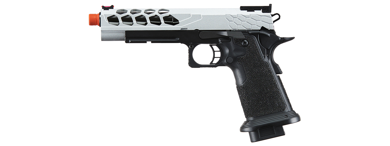 Lancer Tactical Stryk Hi-Capa 5.1 Gas Blowback Airsoft Pistol (Color: Black & Silver) - Click Image to Close