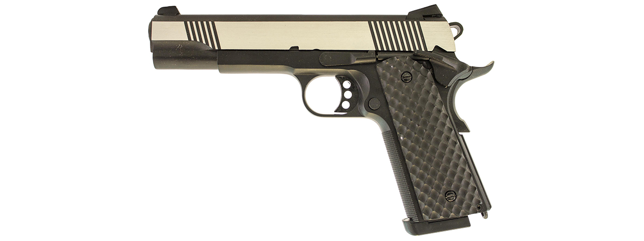 Raven Airsoft MEU Gas Blowback Pistol - Black & Silver - Click Image to Close