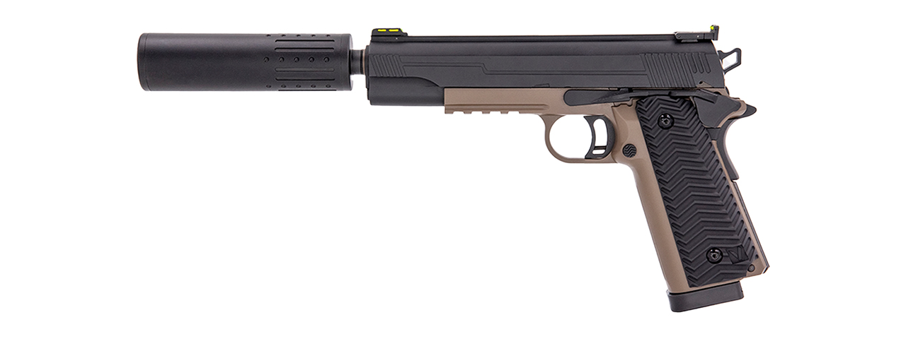 Vorsk Airsoft VX-14 GBB Pistol - Two Tone Black & FDE - Click Image to Close