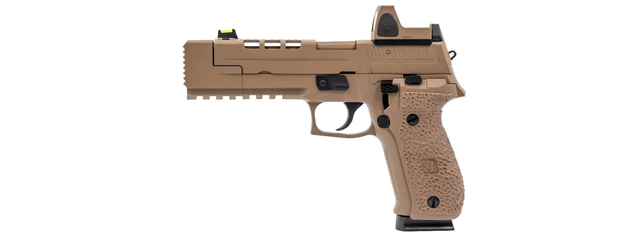 Vorsk Airsoft VP26X Gas Blowback Pistol + Micro Red Dot - Tan - Click Image to Close