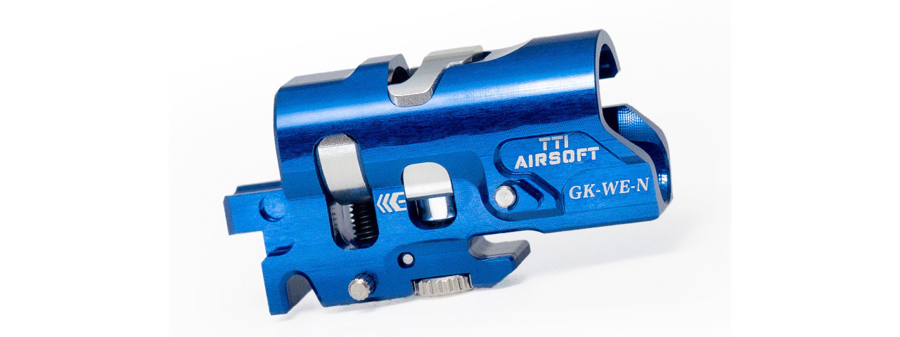 TTI Airsoft CNC Aluminum G-Series Infinity TDC Hop-Up Chamber For WE G-Model GBBP Series - (Blue) - Click Image to Close