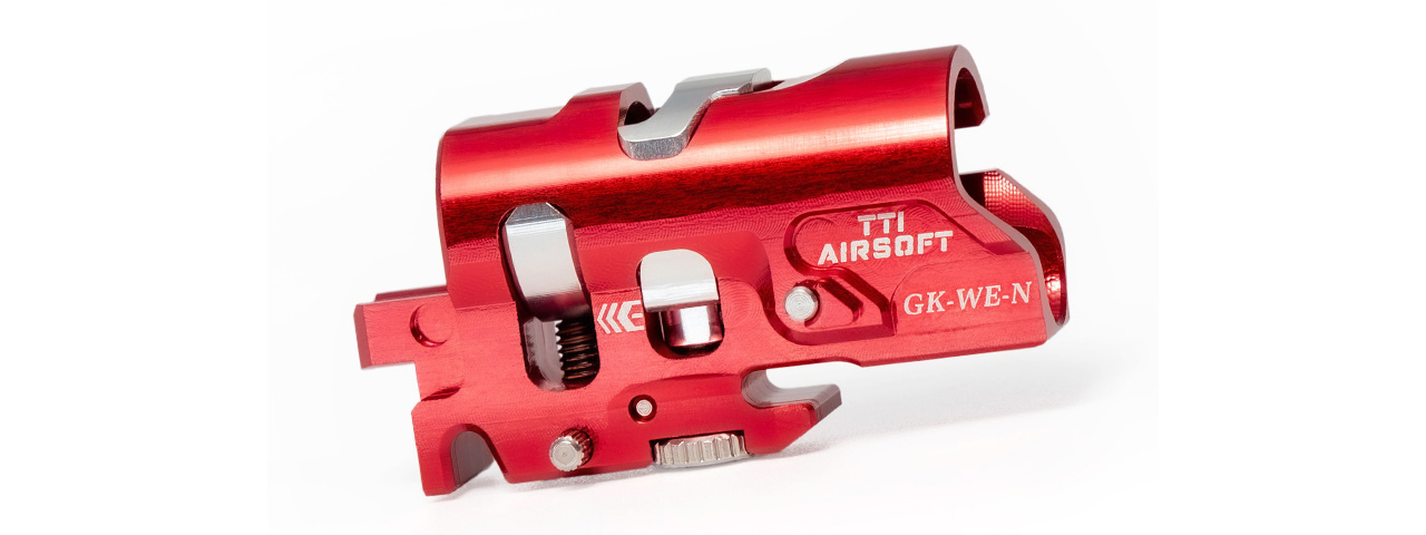 TTI Airsoft CNC Aluminum G-Series Infinity TDC Hop-Up Chamber For WE G-Model GBBP Series - (Red) - Click Image to Close