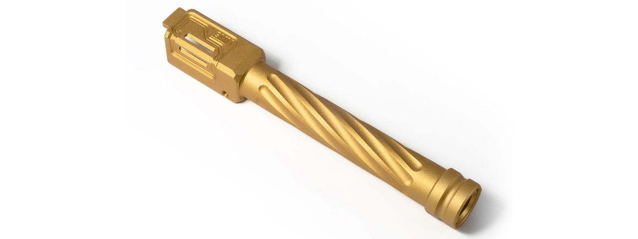 TTI Airsoft Fixed Outer Barrel for Marui G17 / G18 Gen3 Spec & WE G-Series GBB Airsoft - Type A - (Gold) - Click Image to Close