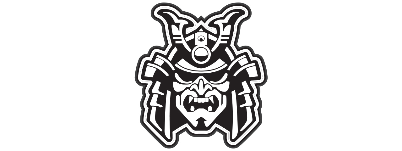 Samurai Helmet Black & White PVC Patch - Click Image to Close