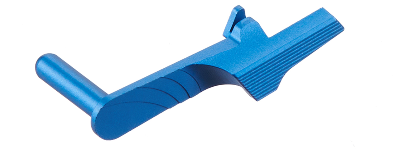 Atlas Custom Works Aluminum Slide Stop Type-1 for Marui Hi-Capa GBB Pistol - (Blue) - Click Image to Close