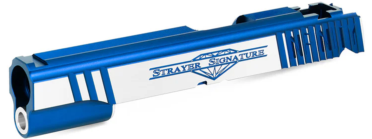 Airsoft Masterpiece "Infinity Strayer" Slide for TM Hi-CAPA 5.1 GBB Pistols - (Blue/Silver) - Click Image to Close